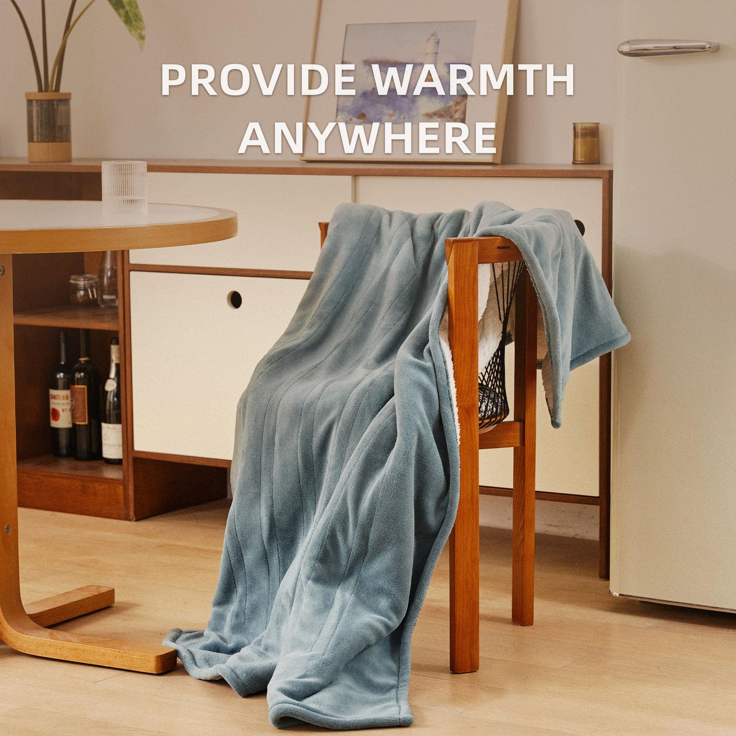 Electric Heated Blanket 130x160cm – 6 Heat Settings, Adjustable Timer (10H) | Machine Washable, Overheat Protection – Blue Throw